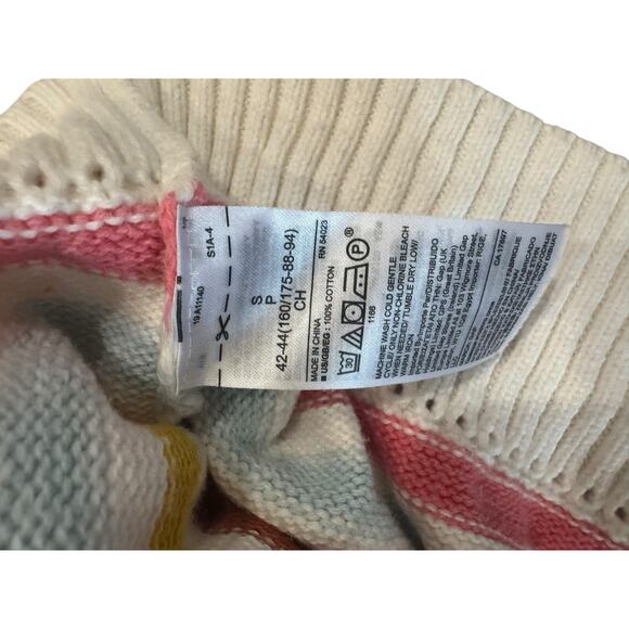 Y2K 90s Women’s S Gap Boat Neck Sweater Striped Long Sleeve Cream Cotton Knit - Picture 5 of 12